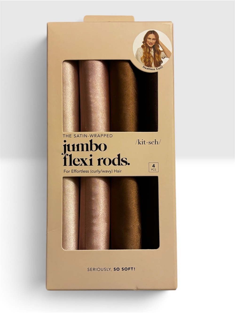 Kitsch Satin Jumbo Flexi Rods, Heatless Curling Rods - Overnight - Pack of 4